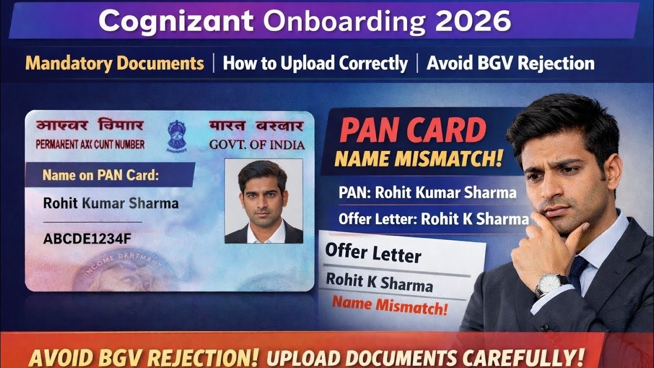 Cognizant Onboarding 2026 Complete Guide | PAN Mismatch, BGV On Hold & Onboarding Pass Issue