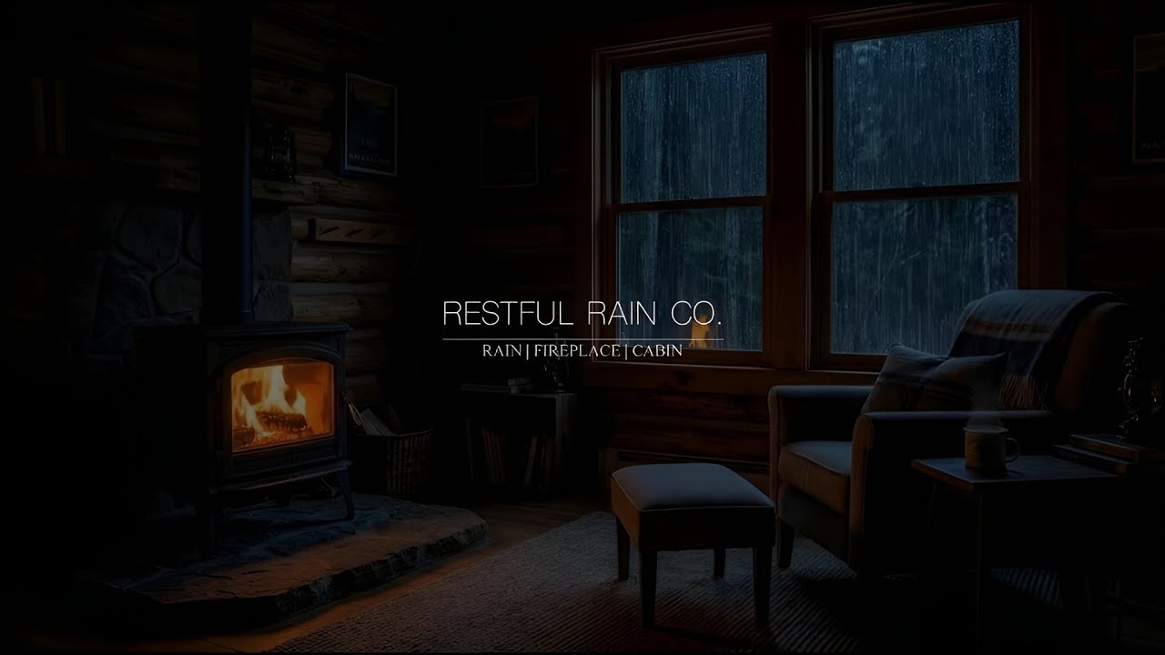Fireplace & Rain Sounds in a Wooden Cabin | Calm Night Ambience for Insomnia 😴