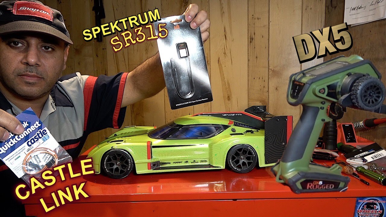 Installing Castle Link and SR315 long range receiver to  Spektrum DX5 transmitter on Arrma Vendatta