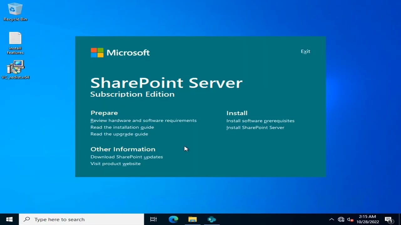 install SharePoint server subscription edition 2022 onpremise step by step