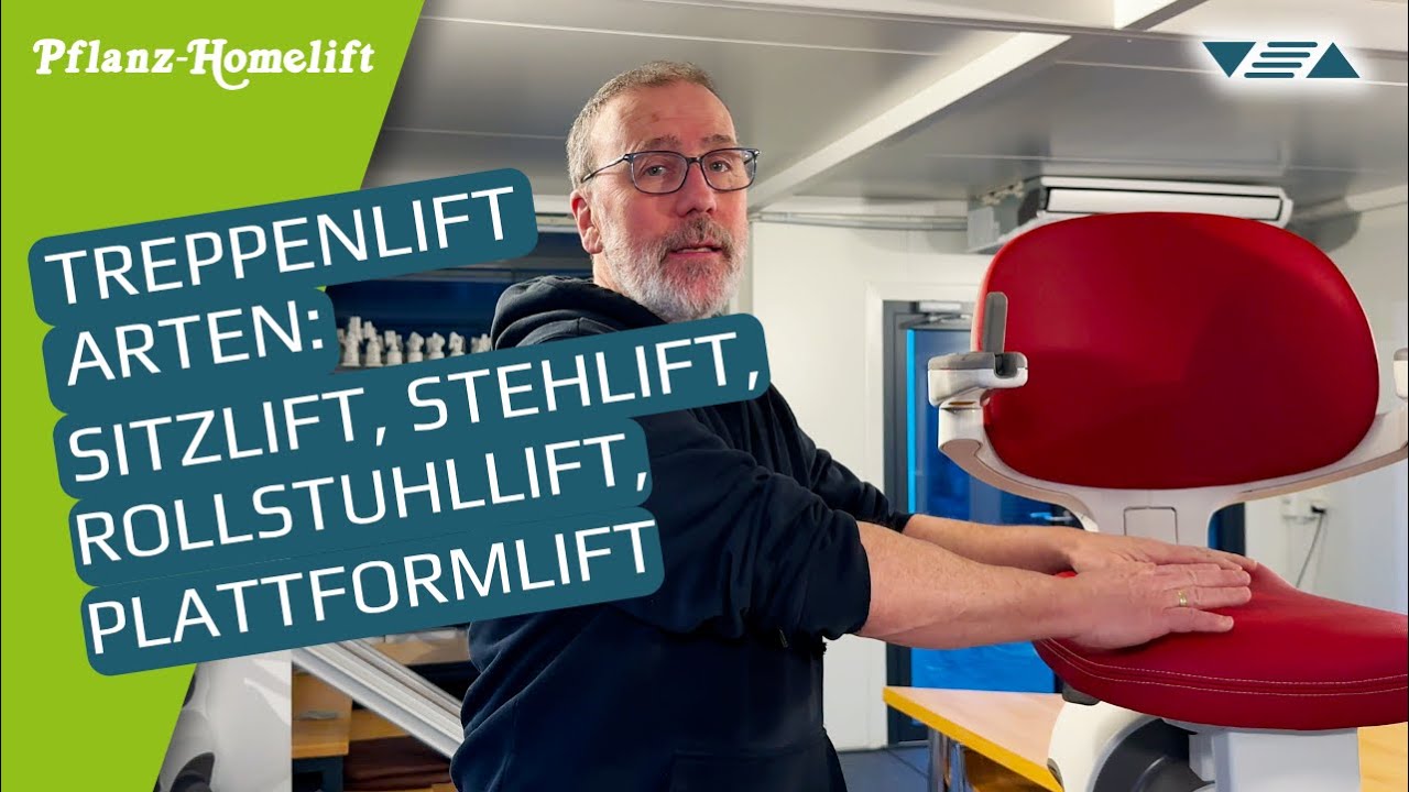 Welche Treppenlift-Arten gibt es? ▽△ Sitzlift, Stehlift, Rollstuhllift , Plattformlift im Überblick