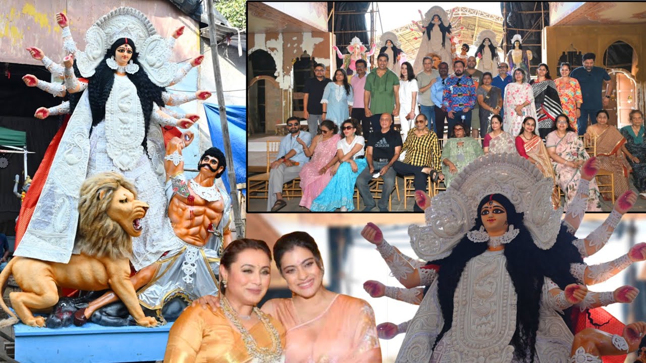 Rani Mukherjee And Kajol's Family At Protima Sthapna at North 