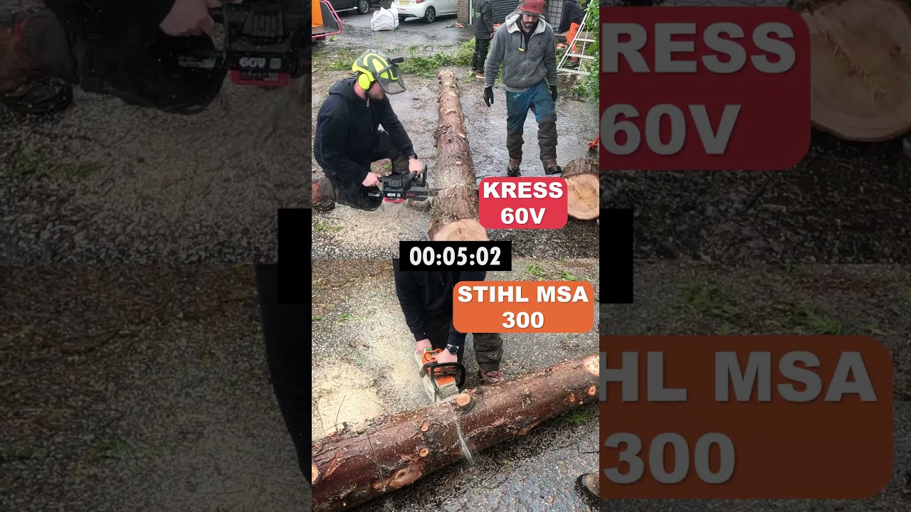 Battery Chainsaw Test: Kress 60v VS Stihl MSA 300