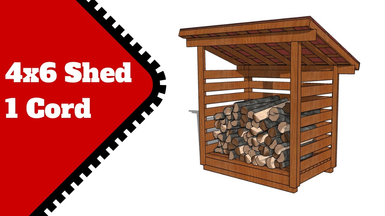 1 Cord Firewood Shed Plans -  How to Build a 4x6 Shed