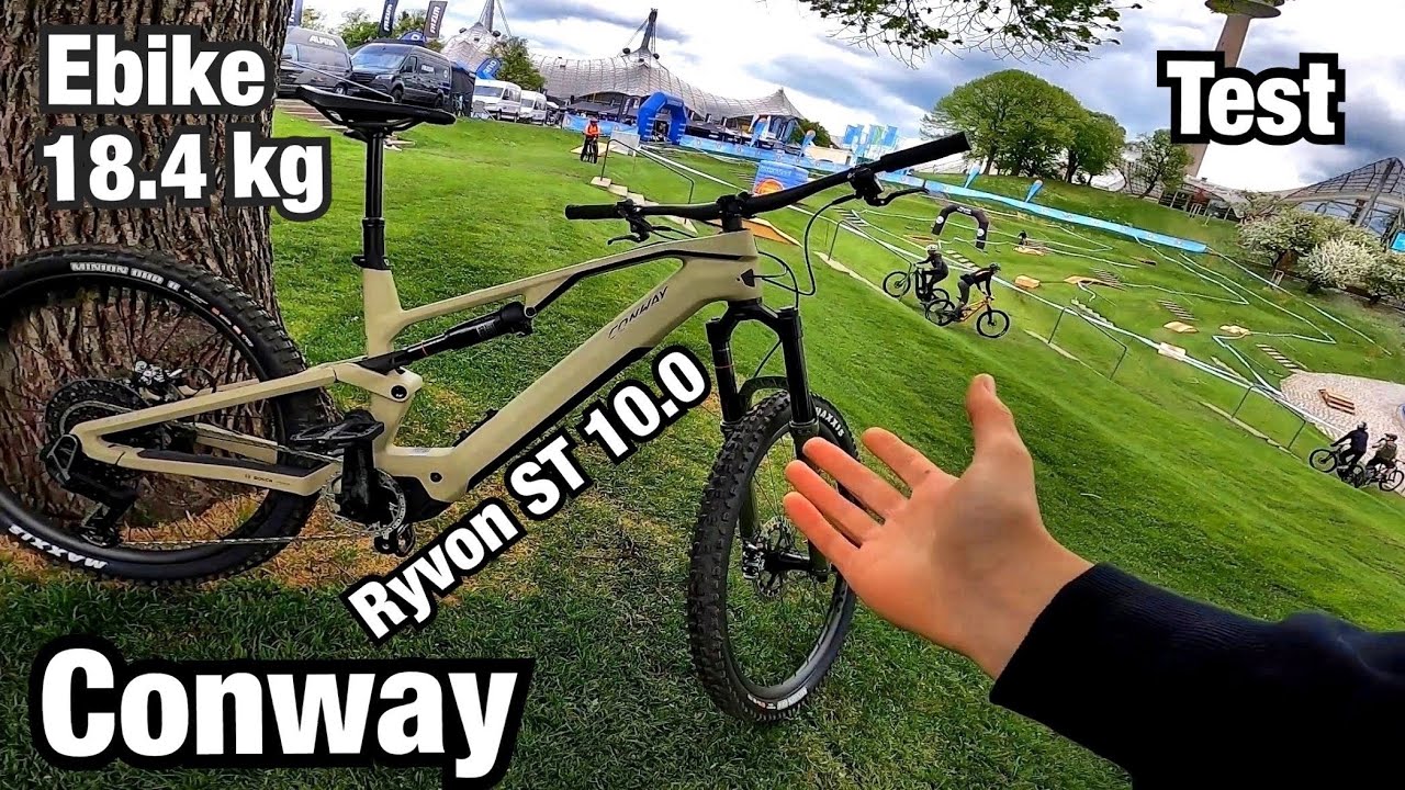 Full Carbon Light E-bike! MTB Conway Ryvon ST 10.0 Full Suspension with Bosch SX motor. Test. Review
