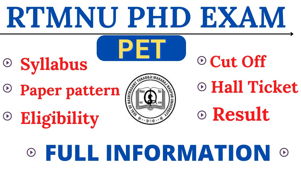 |RTMNU PET Exam Paper Pattern 2022| RTMNU PhD Exam Syllabus| RTMNU PET Exam Eligibility 2022|