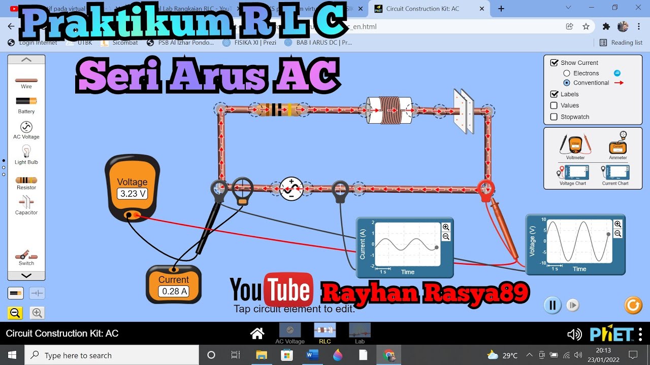Praktikum RANGKAIAN RLC SERI PADA ARUS AC menggunakan Virtual Lab PHET.