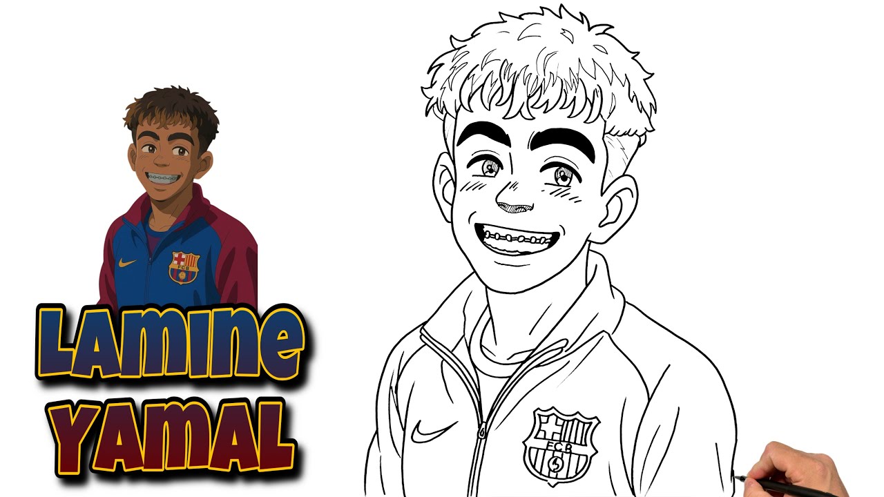 How To Draw LAMINE YAMAL | FC Barcelona | Step By Step #lamineyamal #fcbarcelona