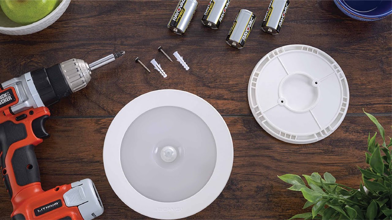 Easy Install: Mr Beams LED Wireless Motion Sensor Battery Powered Ceiling Light MB981