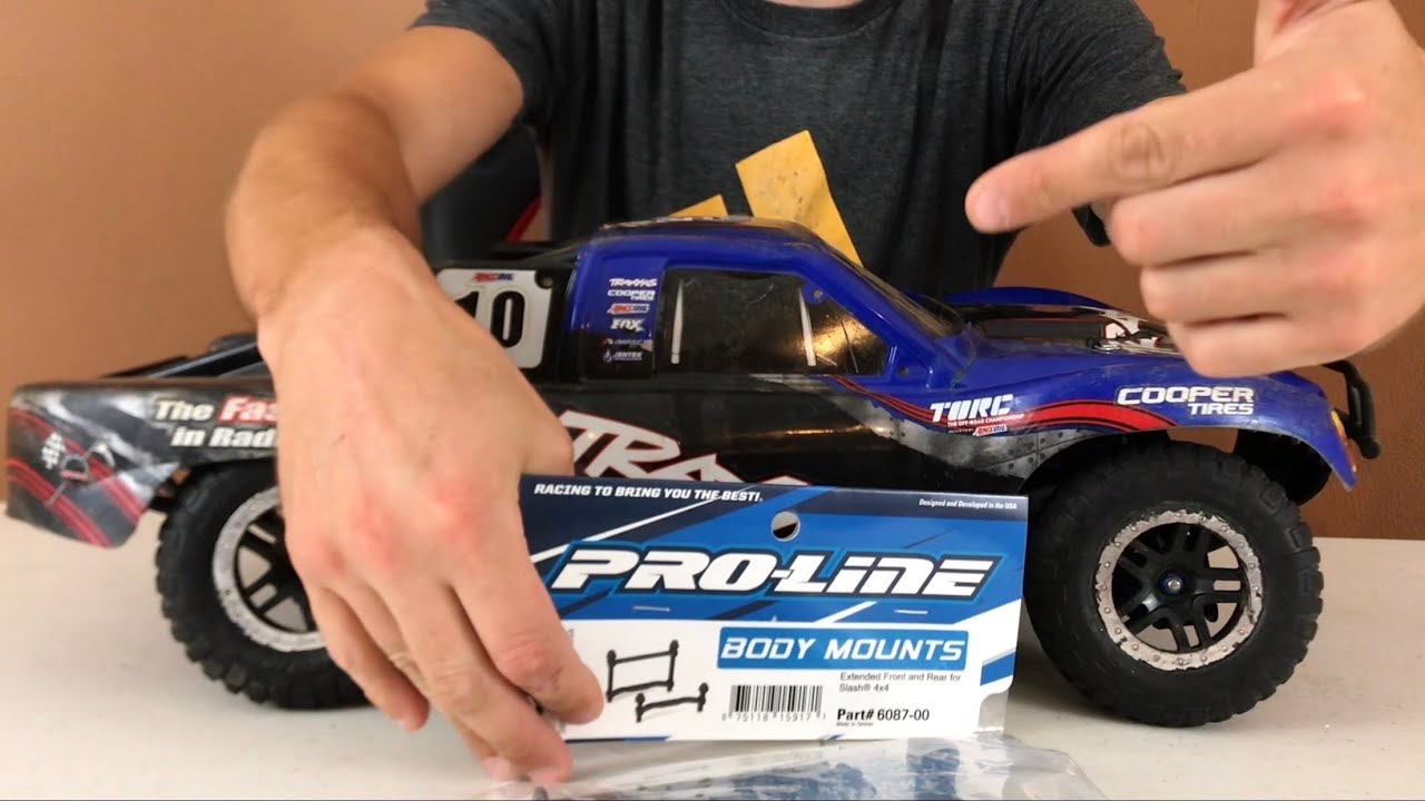 УСТАНОВКА системы крепления кузова PROLINE Extended BODY MOUNT на мой TRAXXAS SLASH 4x4!! #6087-00