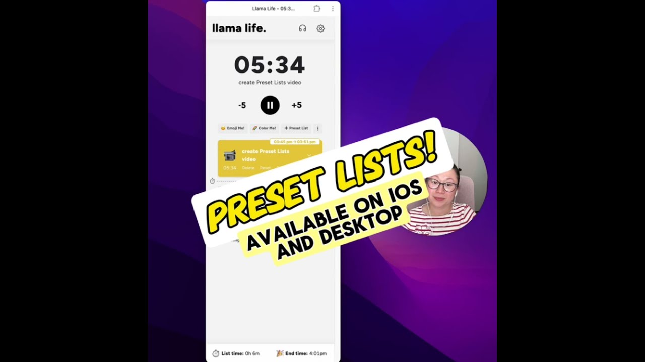 Use Preset Lists for recurring tasks! And to save time! 