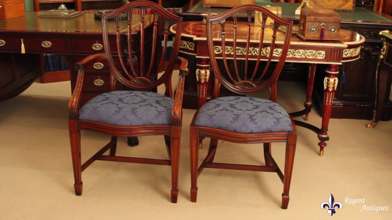 Bespoke Set 12 English Hepplewhite Revival Dining Chairs