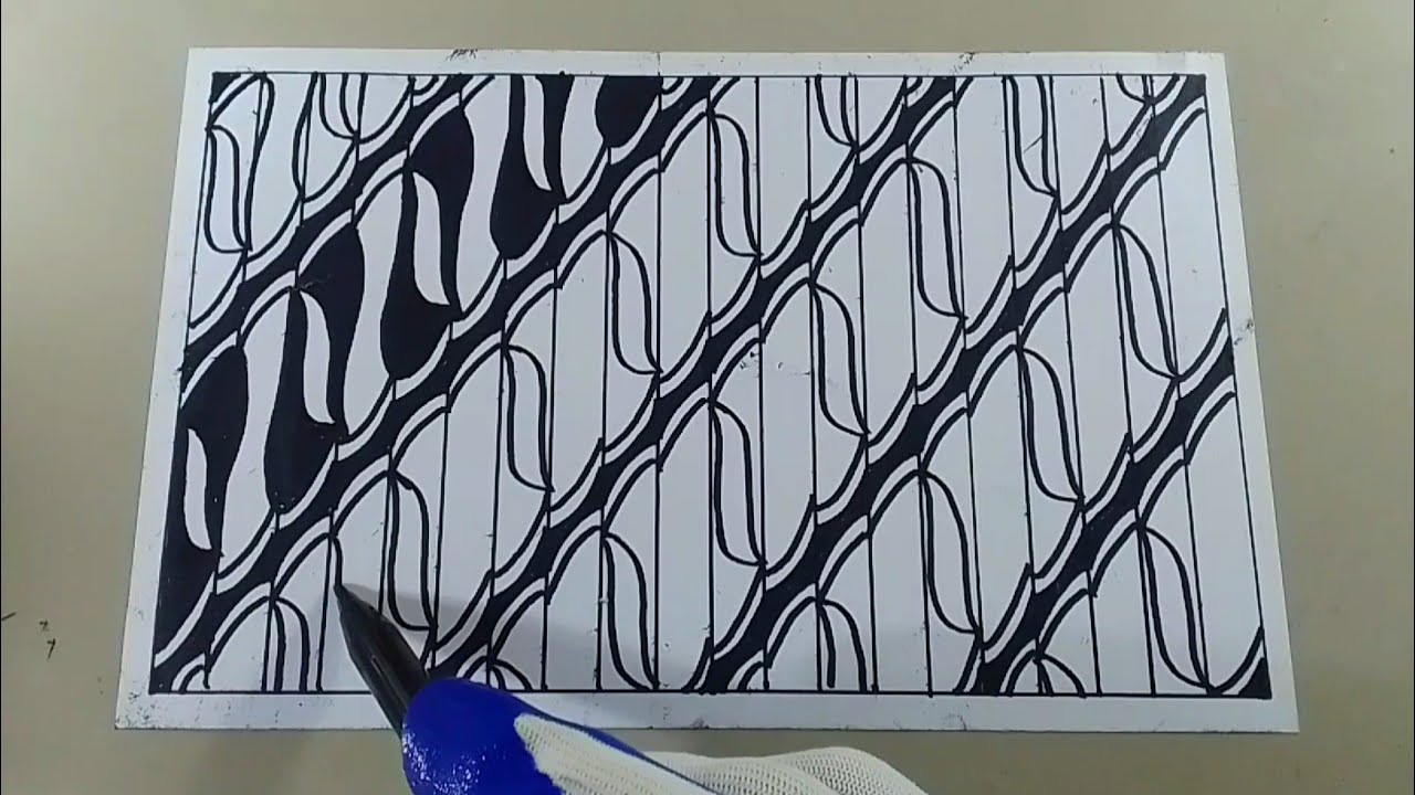 Cara menggambar batik, motif batik parang.