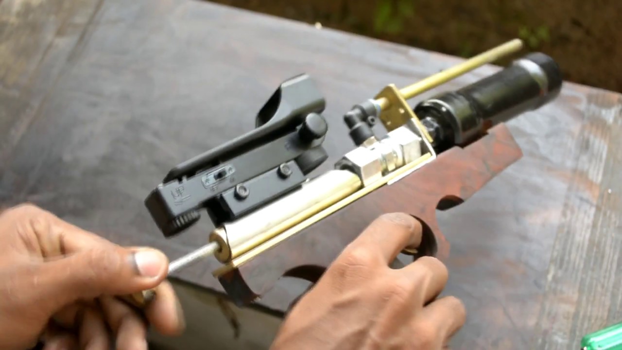 Muy poderosa arma de tiro de pistola de aire hecha en casa