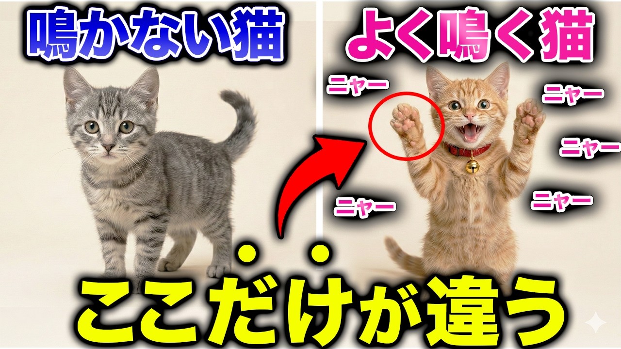 【９割が知らない真実…】よく鳴く猫と鳴かない猫の意外な違い