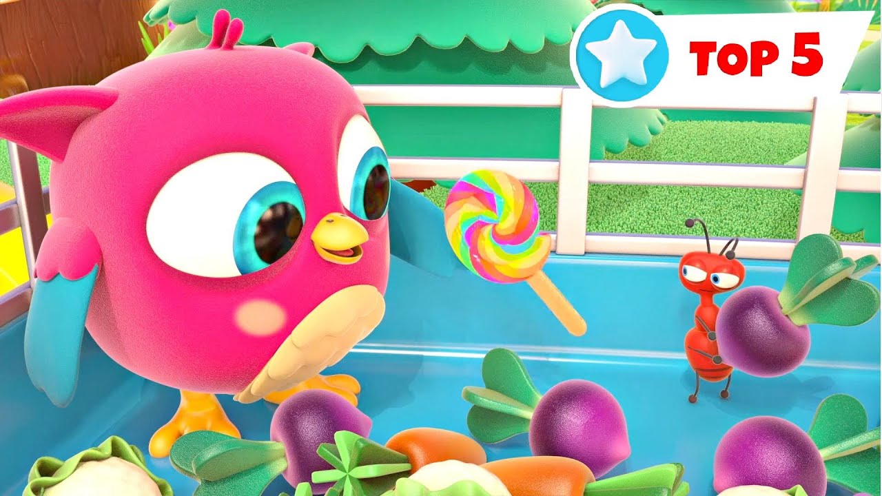 Kinder-Cartoons mit den kleinen Vögelchen. Fünf Folgen in einer Sammlung.