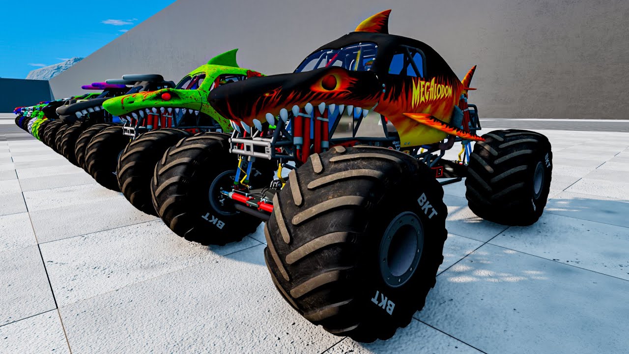 Monster Truck Grave Digger, El Toro Loco, Blue Thunder Monster Jam High Speed Crash #15