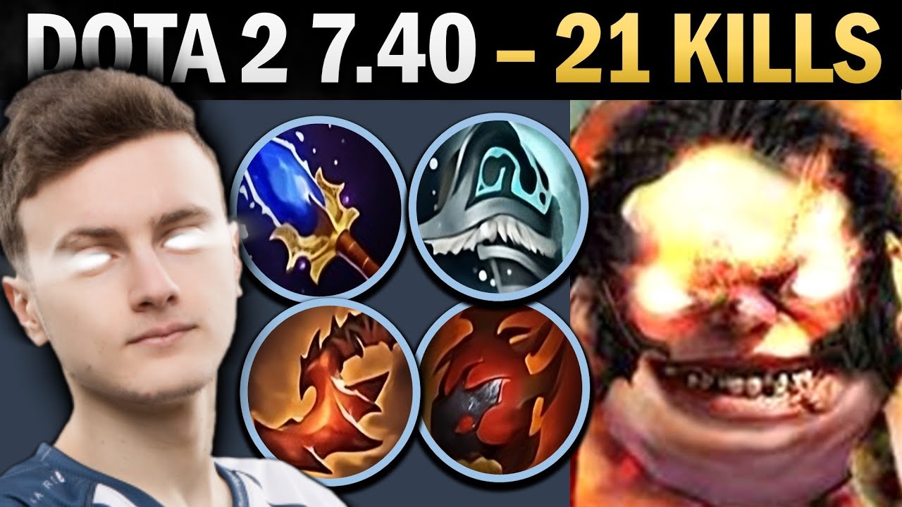 Pudge на позиции MID с Tarrasque и 21 убийством - геймплей Dota
