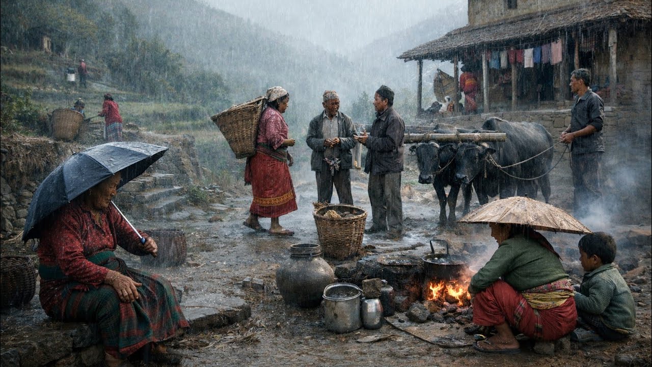 Nepali Mountian Village Life In Heavy Rainy Season ll Most people  Andrelaxing Village Life ll