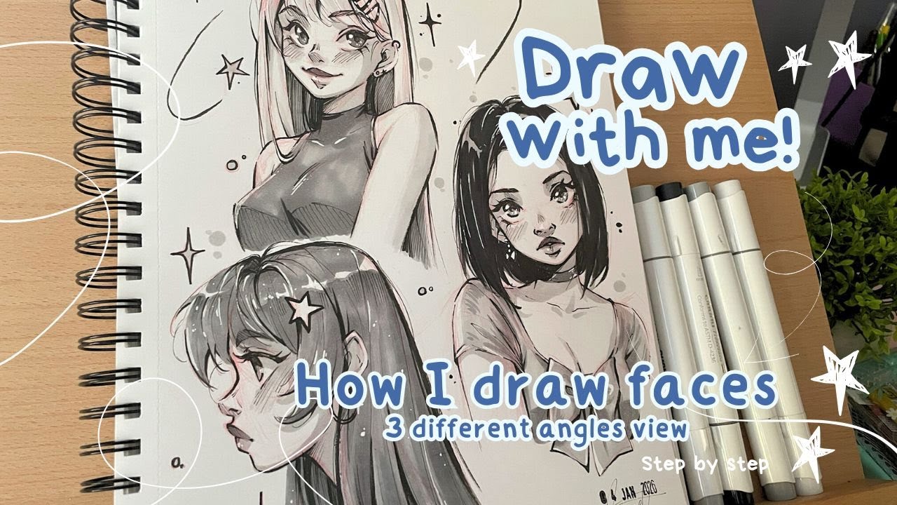 ✏️How I Draw Faces/ 3 Different Angles