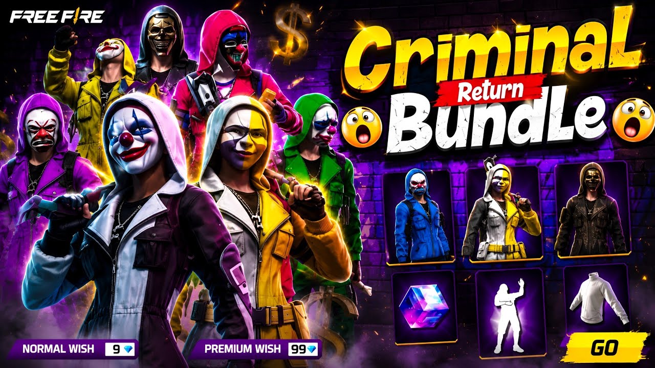 Top Criminal Bundle's Return😱 Free Fire Top Criminal Ring Event | Freefire new events