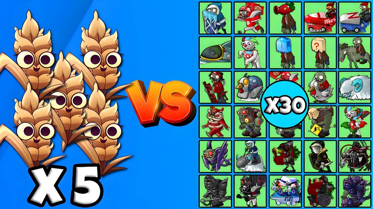 5 Barley Plants Fusion vs All Zombies x30 - PVZ Fusion