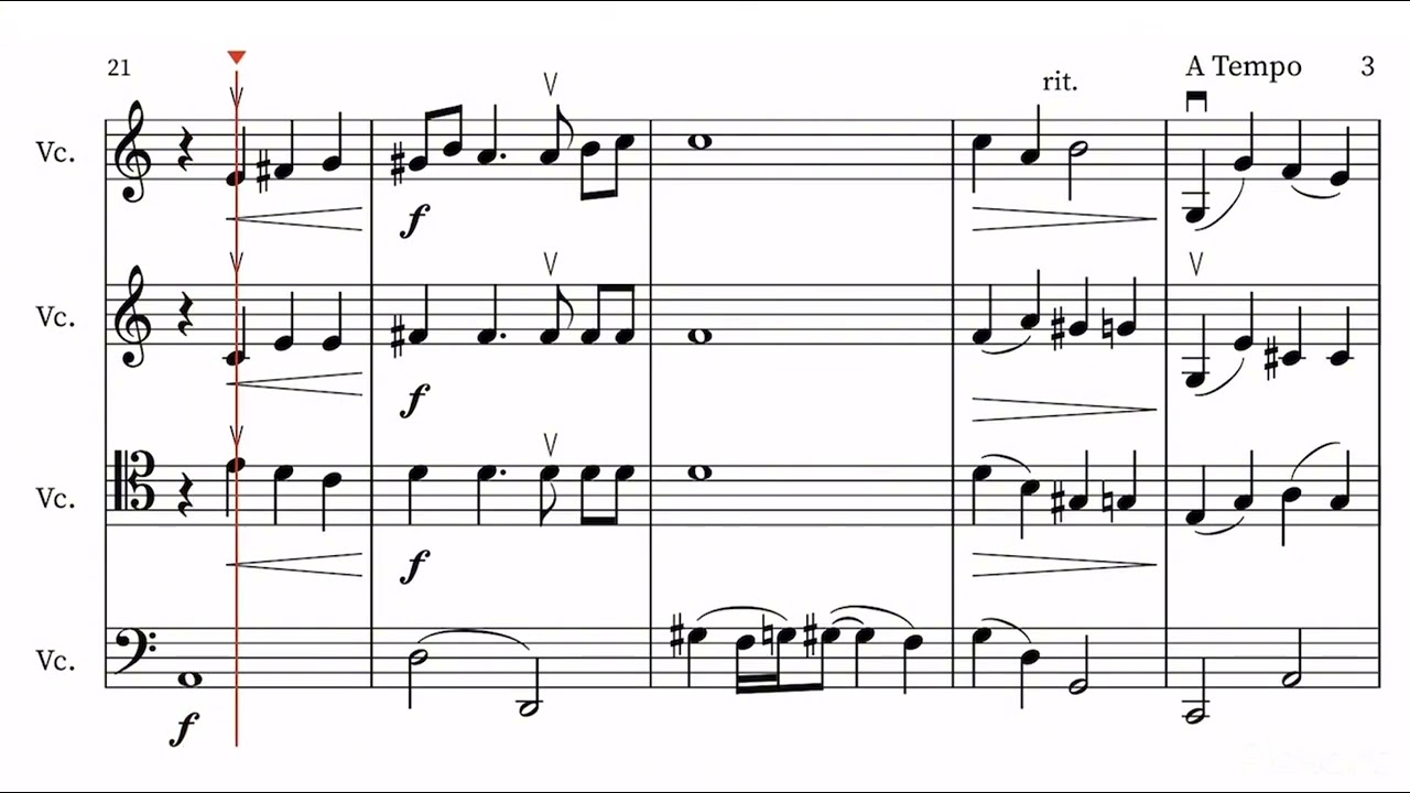 When You Wish Upon A Star - Score of Cello Quartet
