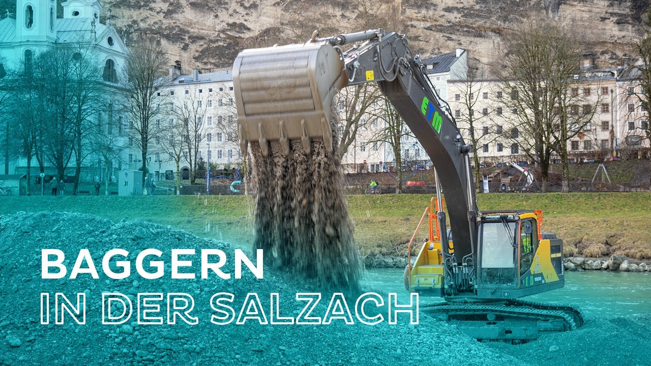Bagger in der 🌊 Salzach!? Arbeiten ⚠️ für den Hochwasserschutz!