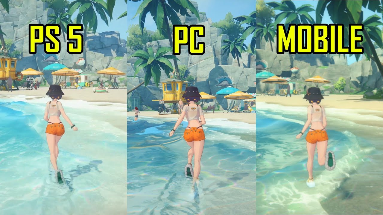 Zenless Zone Zero Water physics Comparison PC vs PlayStation 5 vs Mobile