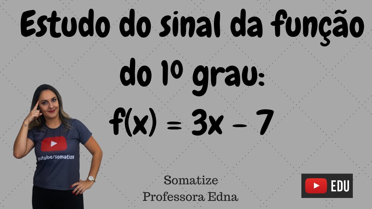 Estudo do sinal da função do 1º grau - Função crescente - Somatize - Professora Edna Mendes