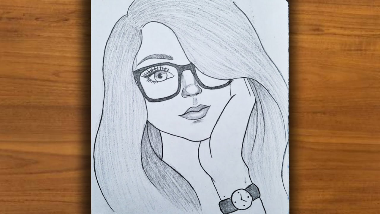 Easy Girl with Glasses Drawing Simple Step by Step Face Sketch Tutorial for Beginners