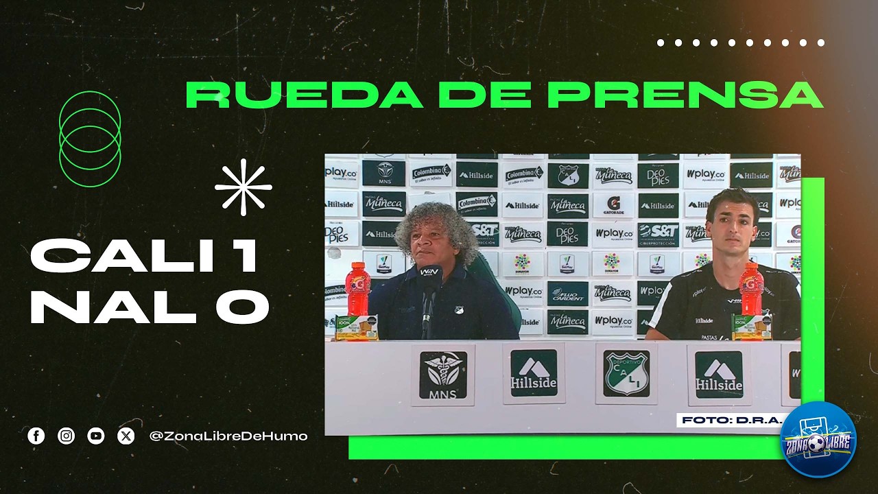 La rueda de prensa del Deportivo Cali tras la victoria ante Nacional por la fecha 7.