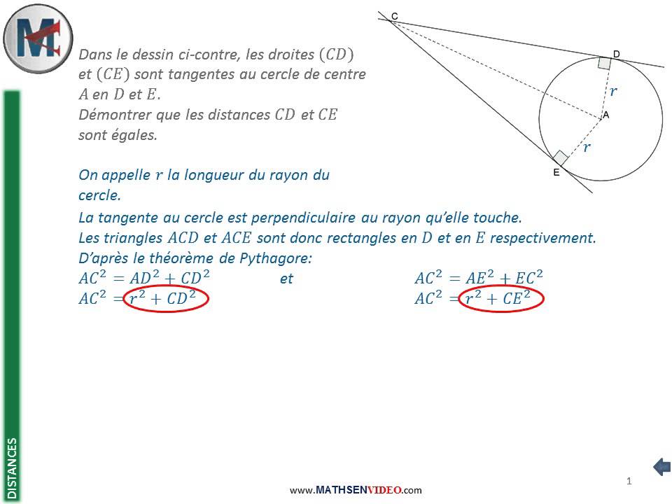 Exercice: Deux tangentes à un cercle