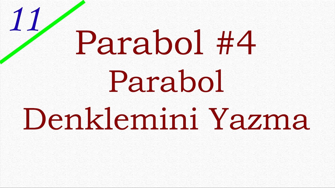 11. SINIF - PARABOL #4 - GRAFİĞİ VERİLEN PARABOLÜN DENKLEMİ