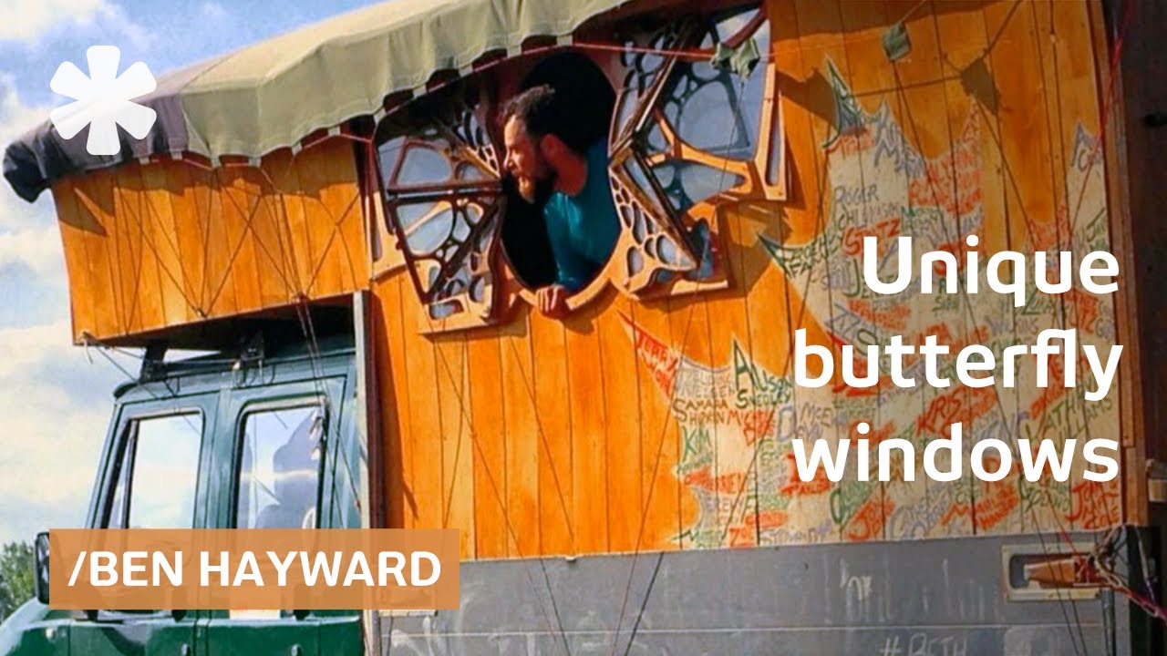 Kayaker builds Hobbit Van with butterfly windows for vanlife