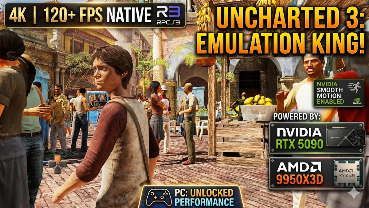 Uncharted 3 at 4K 120FPS on RPCS3! Ryzen 9 9950X3D + NVIDIA Smooth Motion Magic