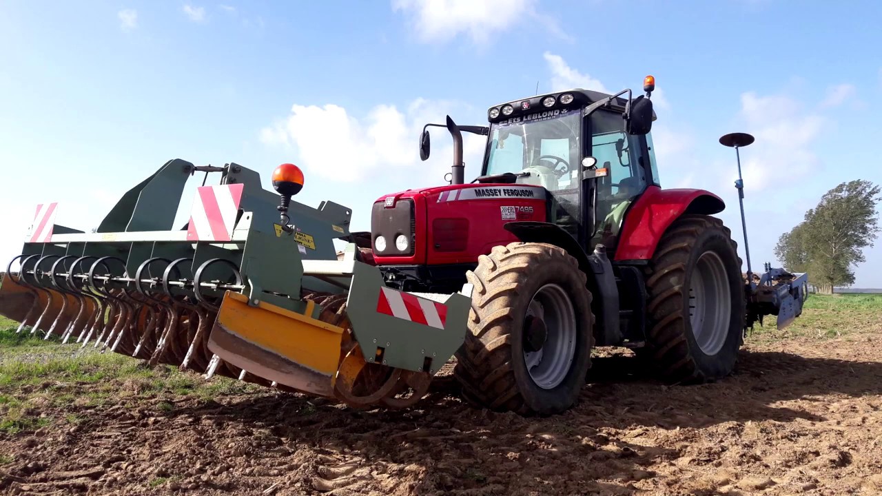 Préparation de sol 2019 l Massey ferguson 7495 dyna vt /herse rotative lemken/tasse avant Ottavioli