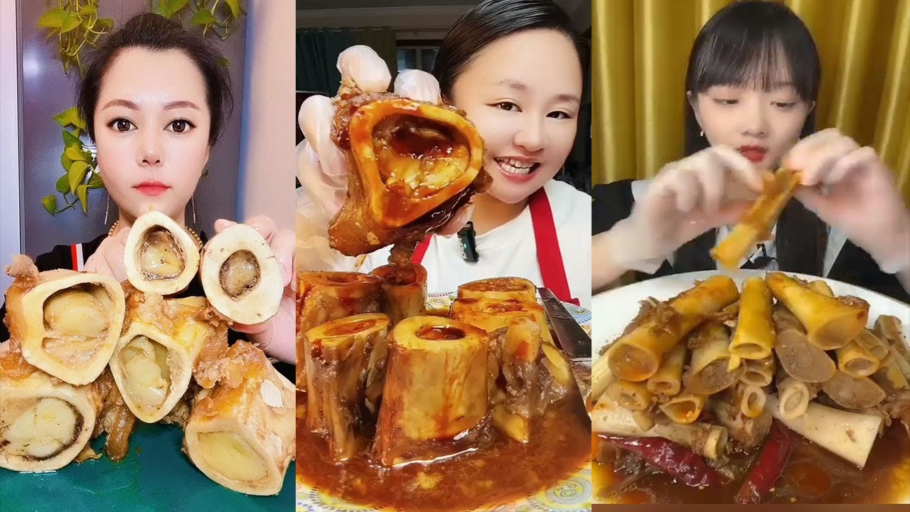 MUKBANG ASMR Eating roasted big bone marrow so yummy
