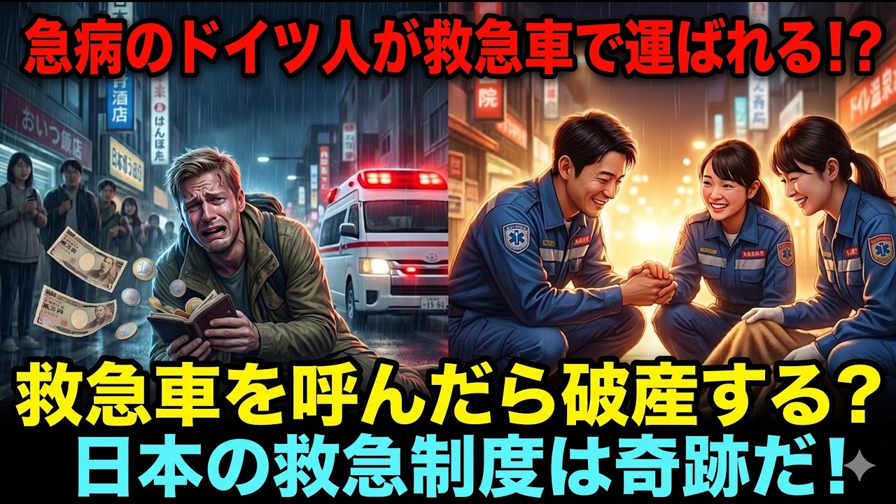 【海外の反応】救急車を呼んだら破産する！事故に遭ったドイツ人観光客が、日本の救急隊の神対応に涙した真実