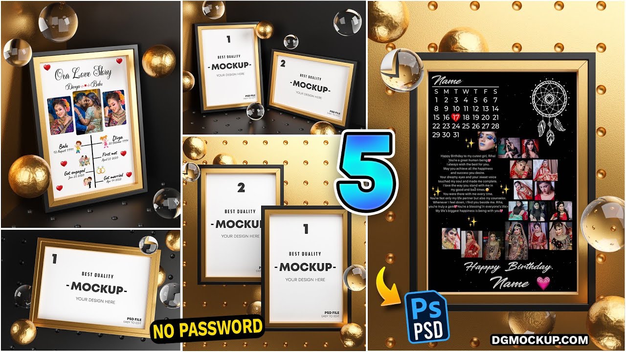 Golden Frame Psd Mockups Free Download | Product Mockups | DGMockup | golden frame mockups