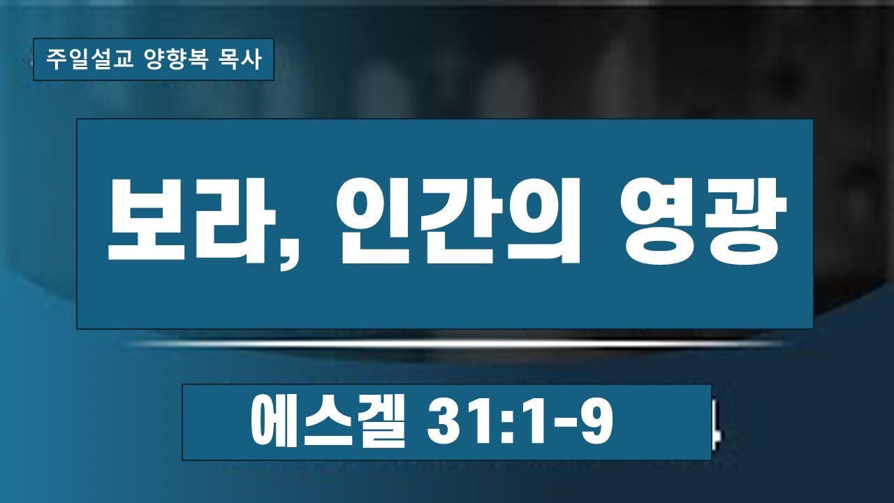 2026.1.4 (에스겔)보라, 인간의 영광  겔31:1-9 필라교회 (031-423-9190)양향복목사 (1분전저자, 1분전NOW저자) 밑에 더보기에서 정보 보세요