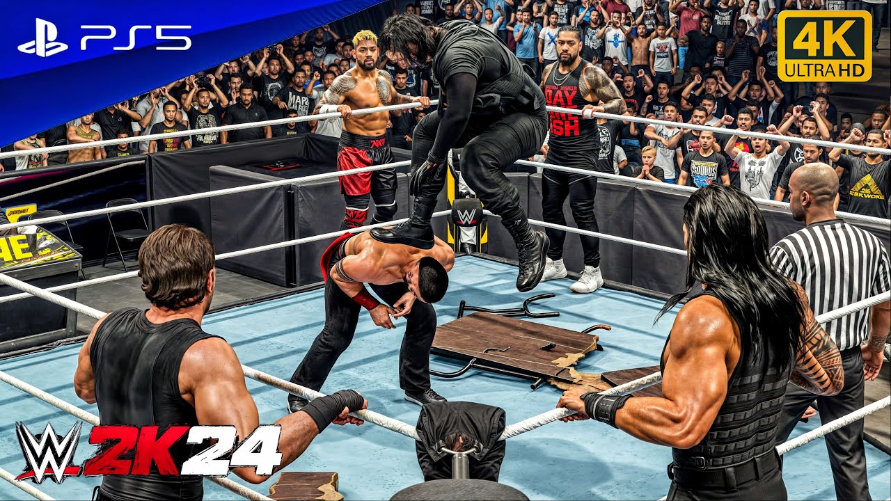 WWE 2K24 - The Shield vs. The Bloodline | Tag Team Tables, ladders, and chairs Match | PS5™ [4K60]