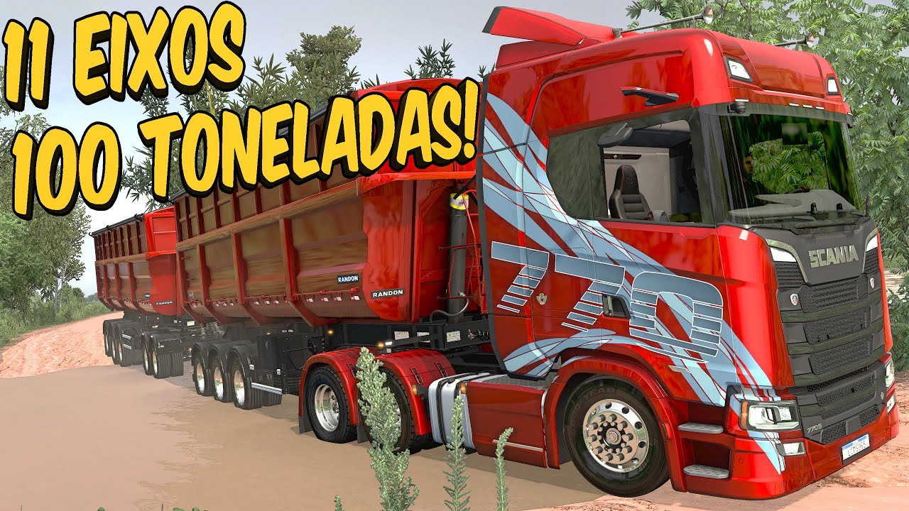 SCANIA 770S V8 NO RODO-CAÇAMBA 11 EIXOS COM QUASE 100 TONELADAS - ETS 2 MODS BR