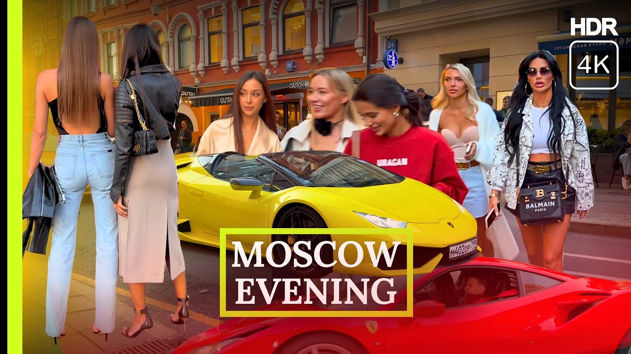 🔥 Жаркий вечер в России, Москва 🔥 Прогулка по городу в толпе людей 4K HDR