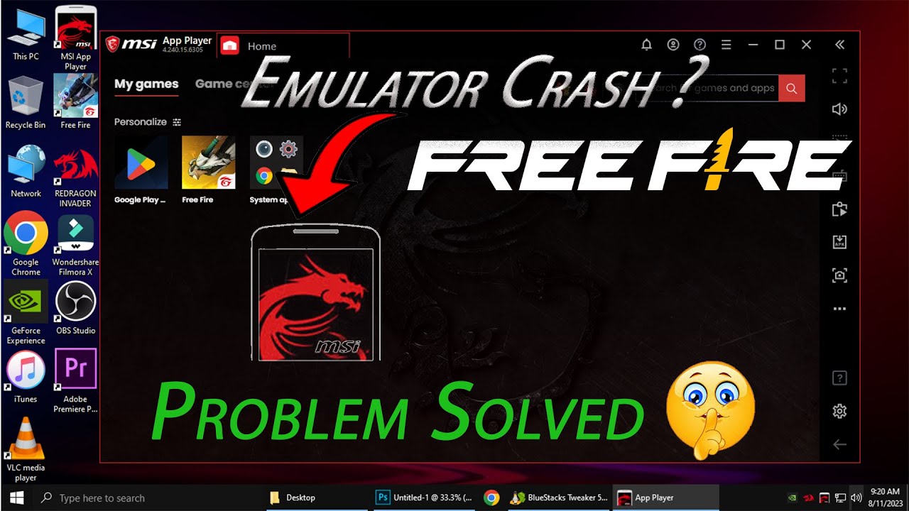 MSI APP PLAYER AUTO BACK PROBLEM How To Fix Free Fire Crash Problem in All Emulators msi app player