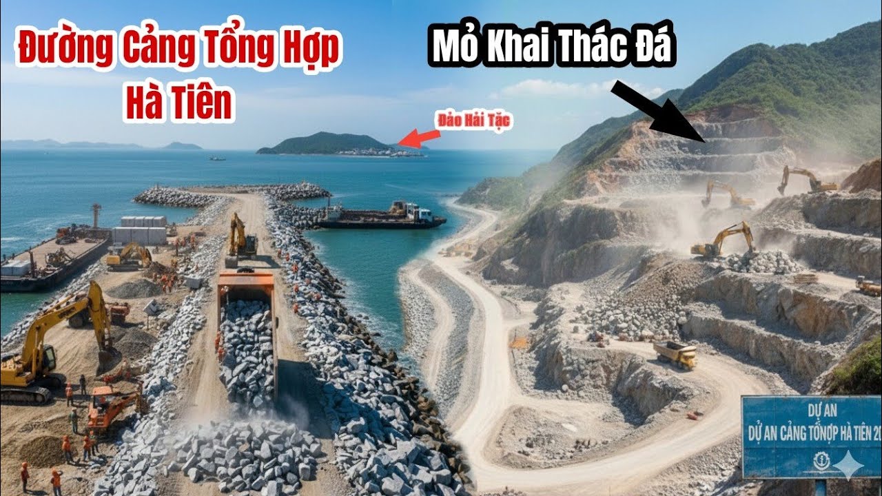 Đường Vượt Biển Hà Tiên,Và Cận Cảnh Nơi Khai Thác Đá Lấp Biển Suốt 6 Tháng Qua