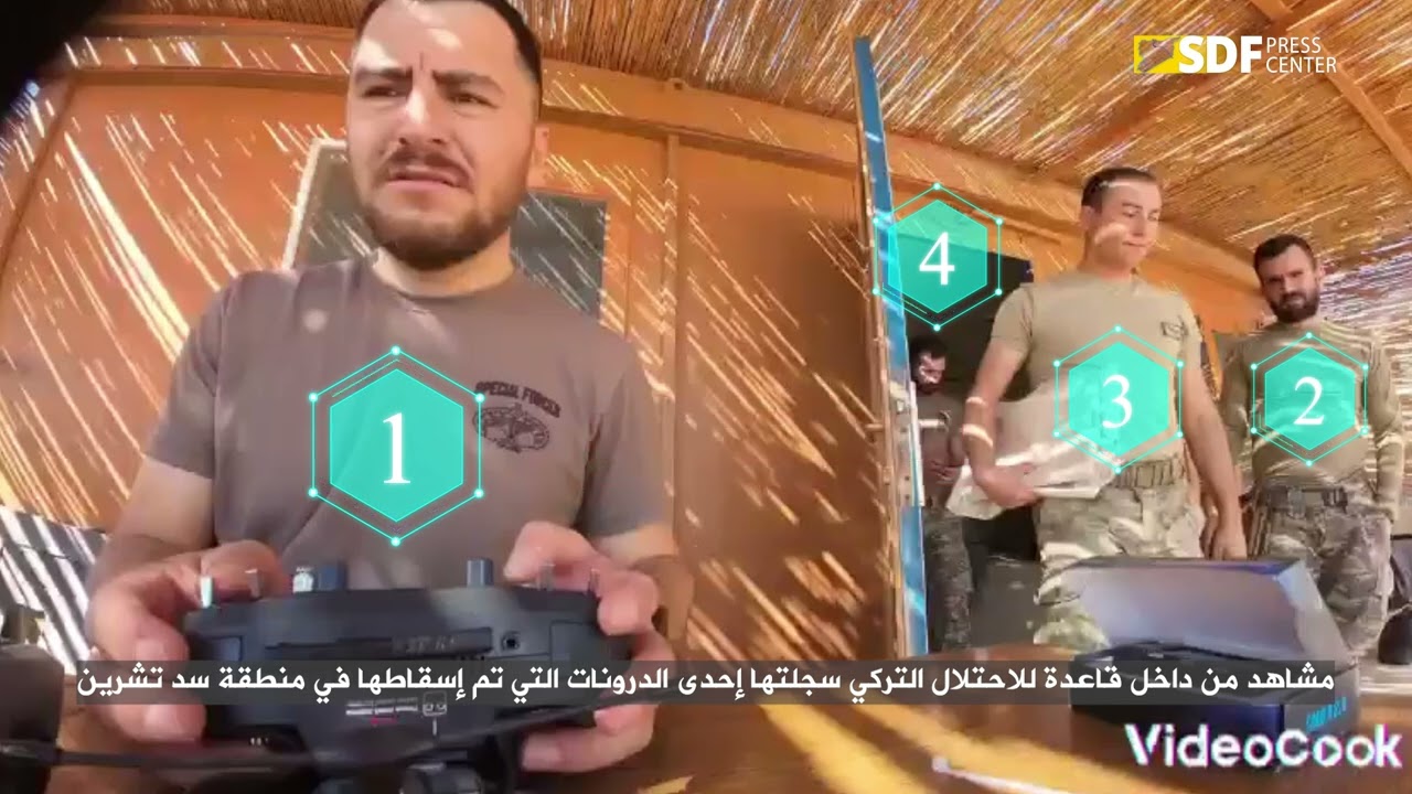 مشاهد من داخل قاعدة للاحتلال التركي سجلتها إحدى الدرونات التي تم إسقاطها في منطقة سد تشرين