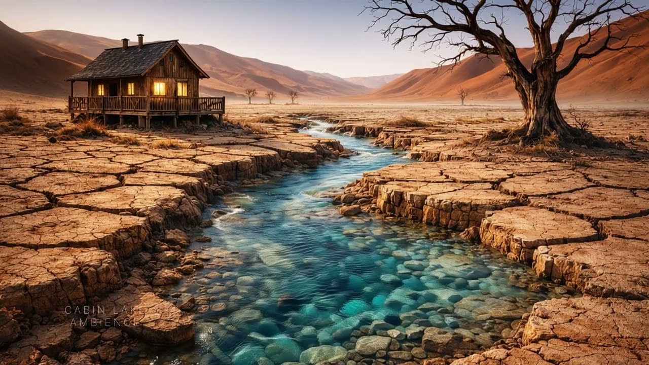 Desert Cabin 8H #38| Oasis Creek Sounds for Deep Sleep 4K | Lengau Lee