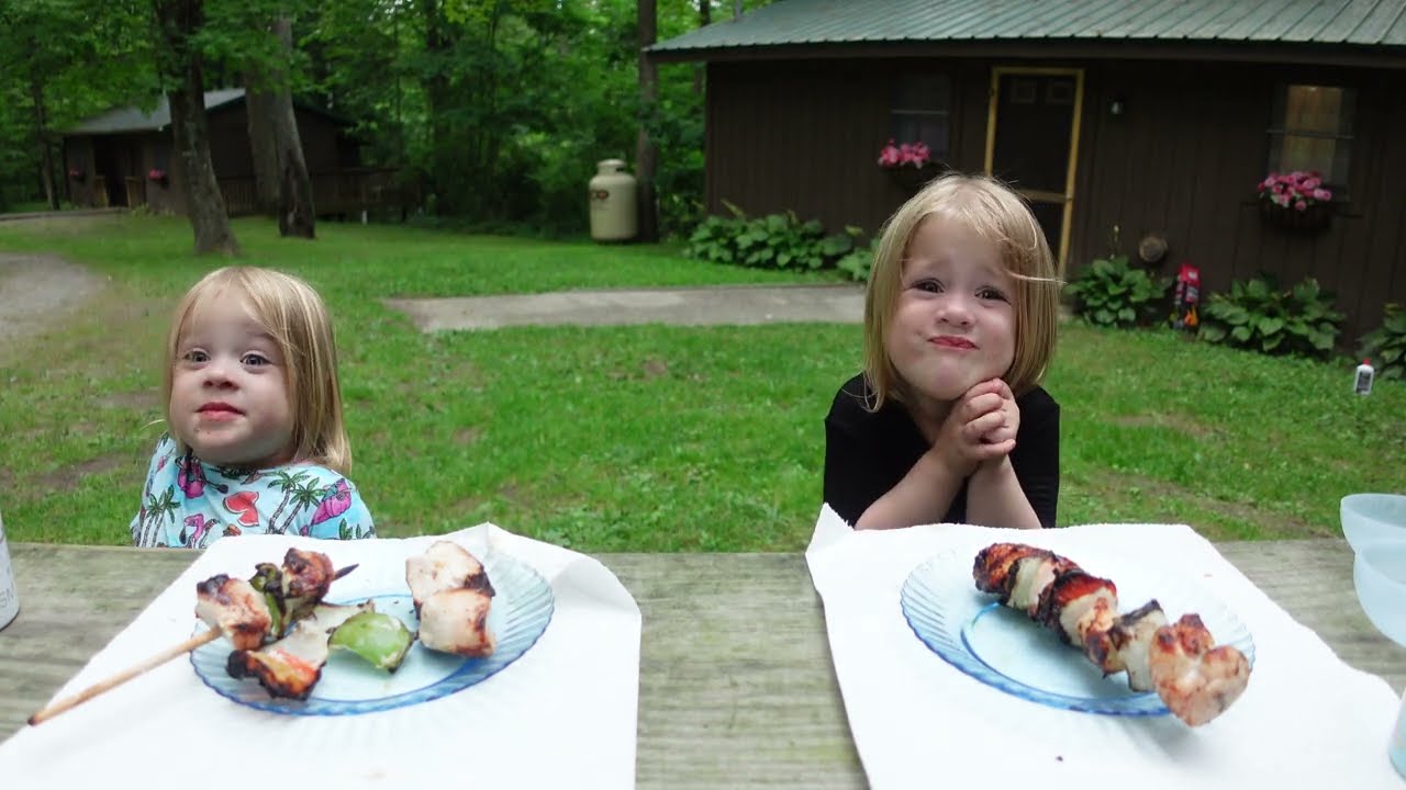 Twins try kabobs