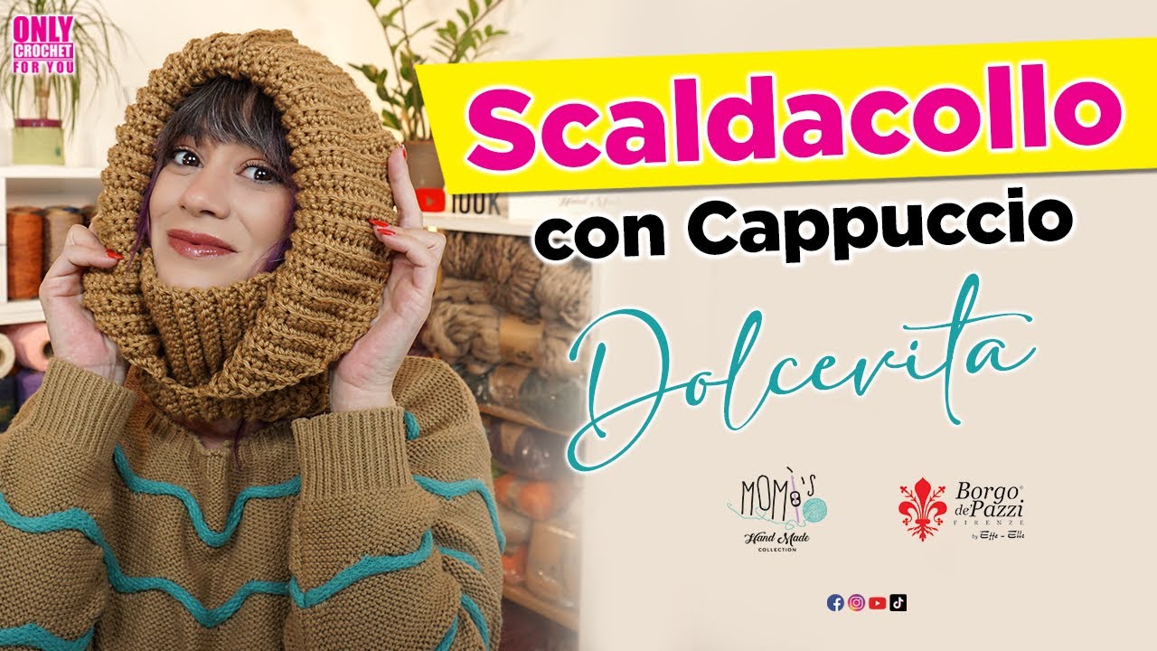 SCALDACOLLO CAPPUCCIO FACILISSIMO DOLCEVITA | CROCHET TURTLE NECK HOODIE🌻@Momì's#balaclava